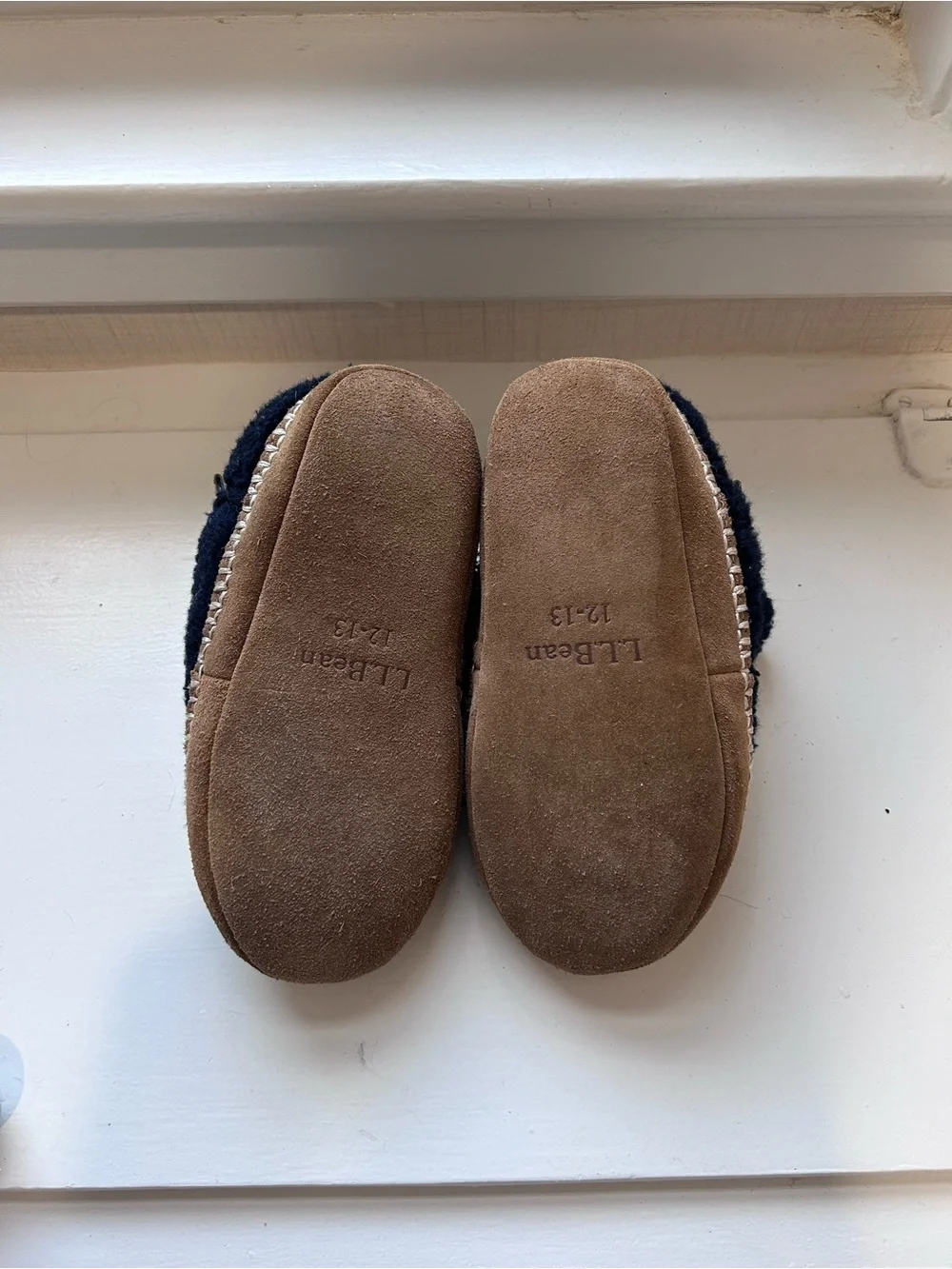 L.L. Bean Navy Plush Kids' Cozy Slipper Booties